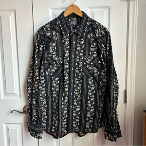 Southern Thread black & tan long sleeve pearl snap long sleeve shirt